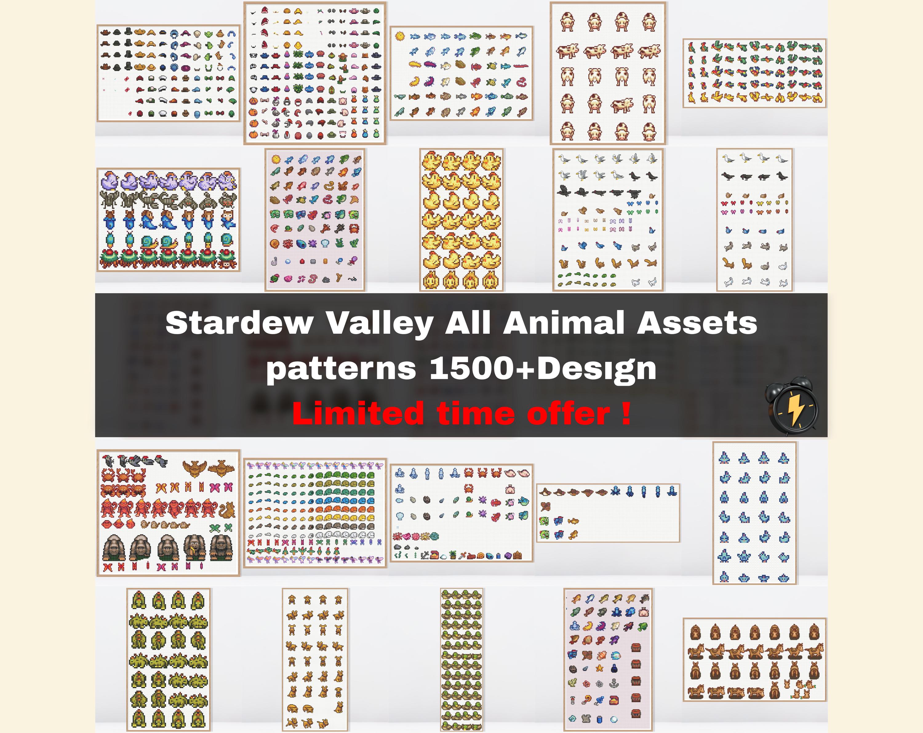 Stardew Valley All Animal Assets Cross Stitch Patterns • 1500+Design • Mini Cross Stitch Patterns • Animal Cross Stitch Patterns • Fan Art