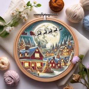 Christmas Cross Stitch Patterns Winter Village | Modern Cross Stitch Pattern | Christmas decoration | Embroidery | Snowy landscape