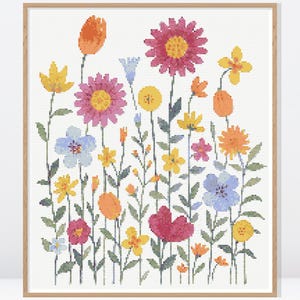 Fields of Wildflowers Cross Stitch Pattern • Modern Cross Stitch Pattern • Counted Cross Stitch Chart • Flowers Cross Stitch Pattern • FW018