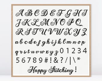 Script Cross Stitch Alphabets • Script Cross Stitch Fonts • Cross Stitch Alphabets • Cross Stitch Letters and Numbers • Cross Stitch
