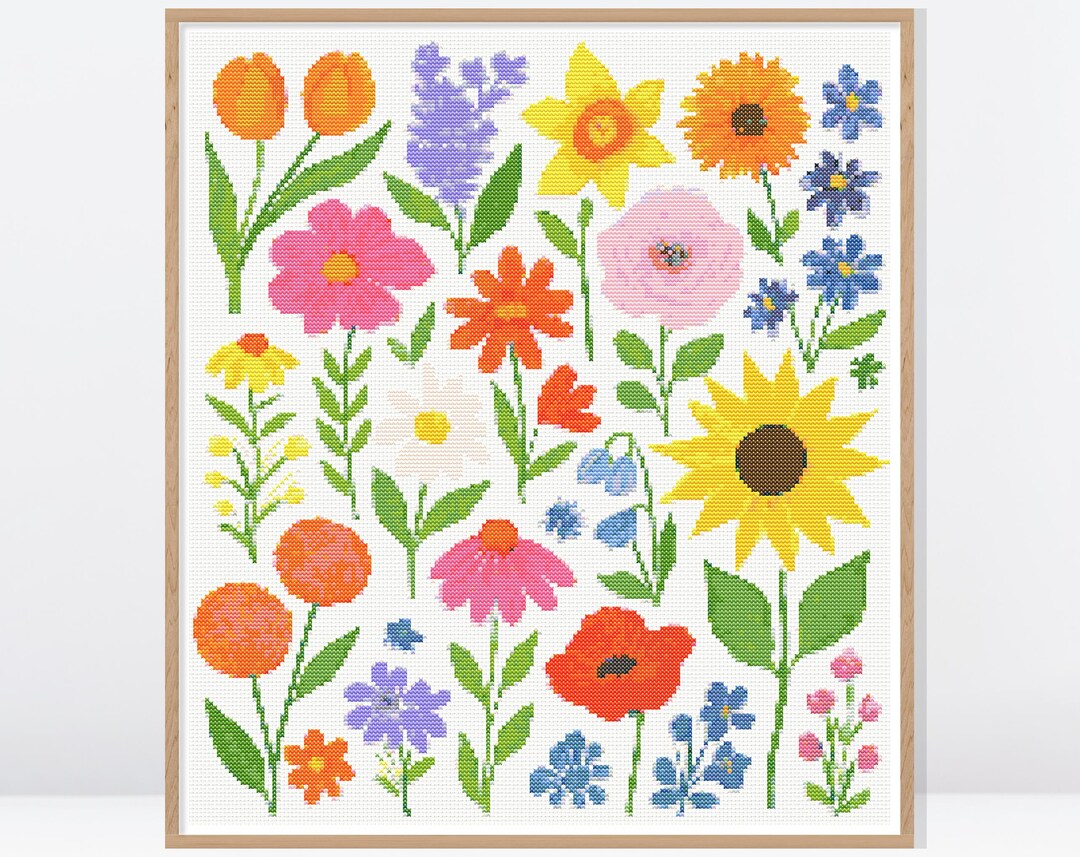 Wildflower Set Cross Stitch Pattern • Modern Cross Stitch Pattern ...