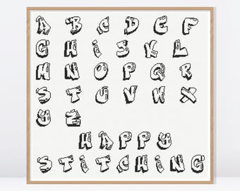 Graffiti Cross Stitch Alphabets • Script Cross Stitch Fonts • Cross Stitch Alphabets • Cross Stitch Letters and Numbers • Cross Stitch