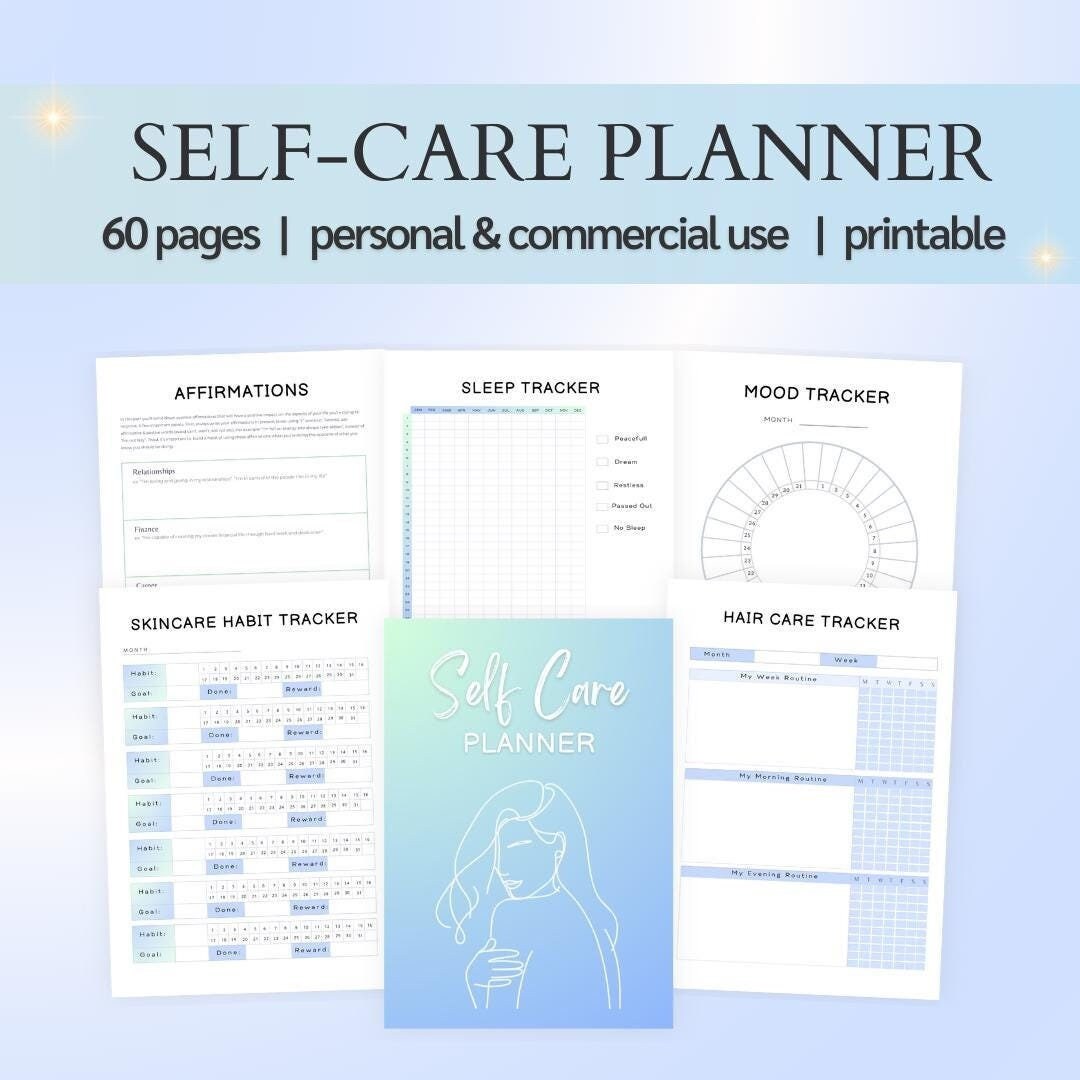 Self Care Planner Printable Wellness Journal Skincare, Health and ...