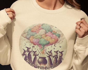 Vintage Witch Shirt PNG Design Bundle: Girls Will Be Girls, Feminist Art (Digital Download)
