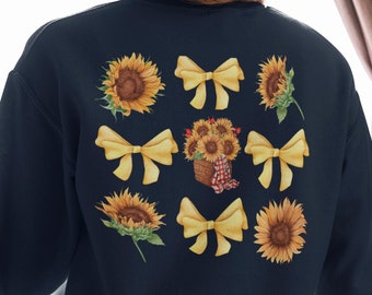 Fall Sunflower and Coquette Bow PNG - Versatile Watercolor Design for Thanksgiving and Summer Projects - Instant Digital Download