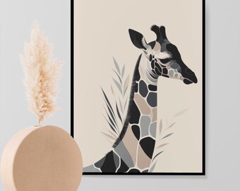 Minimalist Giraffe Art Print: Modern Safari Decor (PDF)