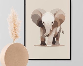 Abstract Elephant Art Deco Print: Minimalist Nursery Decor (Digital Download)