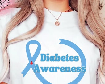 Diabetes Awareness Month Shirt - Show Your Support in Comfort and Style! Support Diabetes Awareness with Stylish Blue Ribbon Shirt
