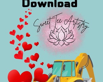 Valentine Excavator Clipart: Boy Hauling Hearts PNG (Digital Download)