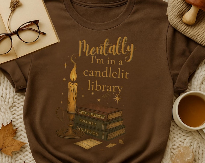 Featured listing image: Candlelit Library Shirt: Bookish Academia Tee