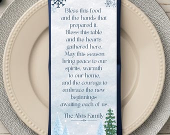 Winter Table Blessing Card • Christmas Dinner Prayer • Personalized Holiday Table Decor • New Beginning Blessing • Winter Place Setting Card