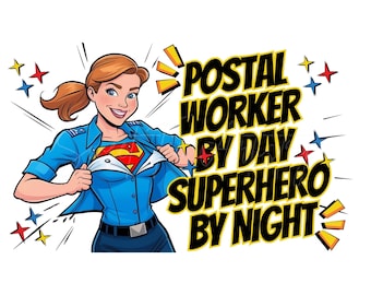 Superhero Postal Worker PNG: Comic Art Gift (Digital Download)