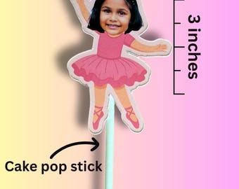 Personalized Ballerina Cupcake Toppers: Custom Photo, Child’s Face, Ballet Party Decor