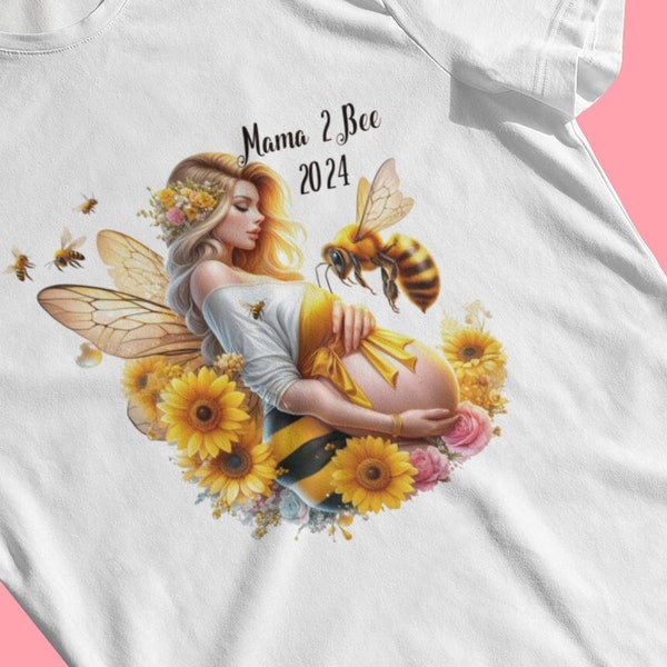 Mama 2 Bee PNG file, Honey Bee and Sunflowers, Expectant Mother Gift, Mother's Day, Beautiful Mom, Sublimation tee, tumbler, bag, etc.