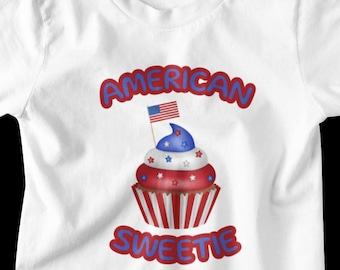 Patriotic Cupcake T-Shirt: American Sweetie 4th of July Outfit