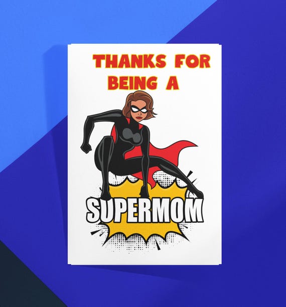 Supermom Comic Mother's Day Card - Fun Superhero Appreciation, Pop Art Style - Comic Supermom Card - Birthday Card for Mom, Superhero Theme
