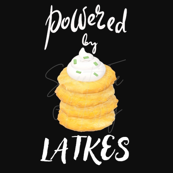 Powered by Latkes Humor Hanukkah Shirt Design - PNG Digital Download - Funny Hanukkah Latkes Art