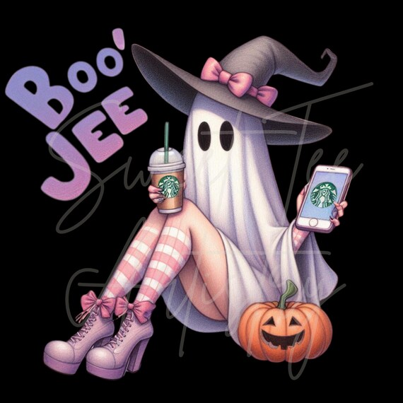 Boo-Jee Halloween Ghost Png, Halloween Pumpkin Png, Bougie, Coffee Ghost PNG, Spooky Season, Cute Ghost Png, Halloween Mama, Sassy,