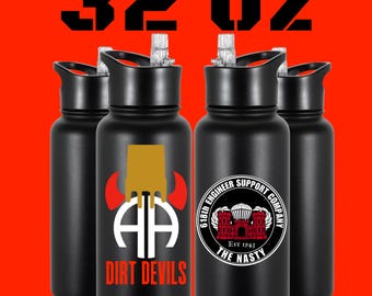 Dirt Devils or The Nasty Logo Water Bottle – 24oz or 32oz | Military Unit Insulated Bottle