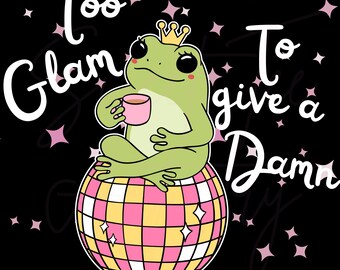 Glam Disco Frog PNG: Y2K Party Design (Digital Download)