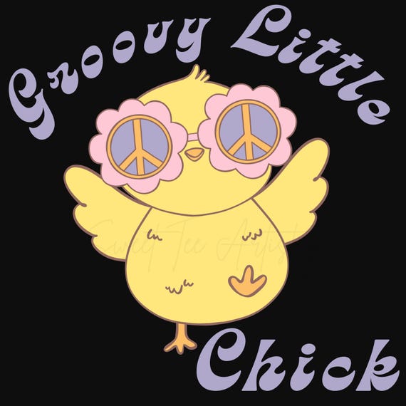 Groovy Little Chick Png | Retro Easter PNG | Cute Spring Chick Digital File for Sublimation, DTF, DTG, Screen Printing, Stickers & More
