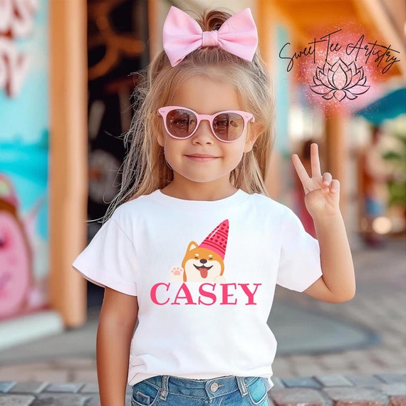 Personalized Birthday Dog Shirt | Custom Name Kids Birthday Party T-Shirt | Cute Puppy Party Outfit - Custom Doggie Party Outfit for Kids