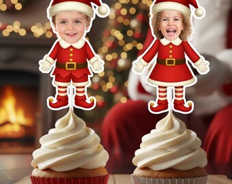 Elf Photo Cupcake Topper | Custom Christmas Elf Decoration | Oh What Fun Birthday | Winter ONEderland Party | Santa’s Workshop Elf Breakfast