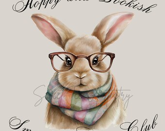 Book Lover Bunny PNG: Smarty Hares Club Digital Art (Digital Download)