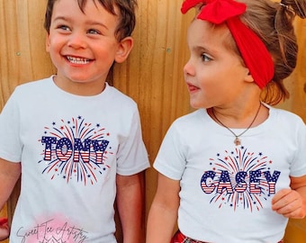 Personalized 4th of July Kids Shirt: Custom Name Patriotic Tee