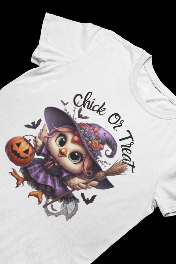 Cute Spooky Chicken Halloween PNG - Sublimation Design - Chick or Treat png - Template for Halloween Shirts, Tumblers, & Coffee Mugs