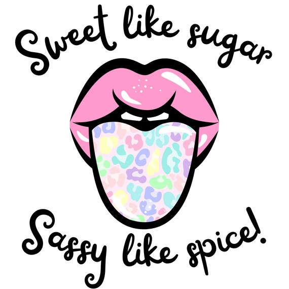 Sweet Like Sugar Sassy Like Spice PNG | Leopard Tongue Design | Y2K Aesthetic Digital Download | Pink Lips Print