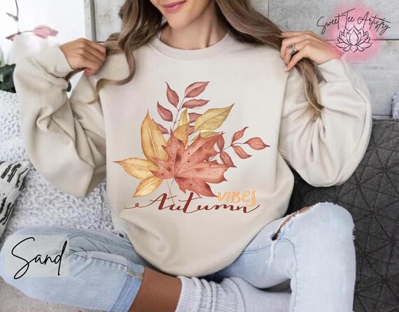 Autumn Vibes Boho Fall Leaf PNG Instant Digital Download - Fall Foliage PNG - Chic Bohemian Autumn Aesthetic