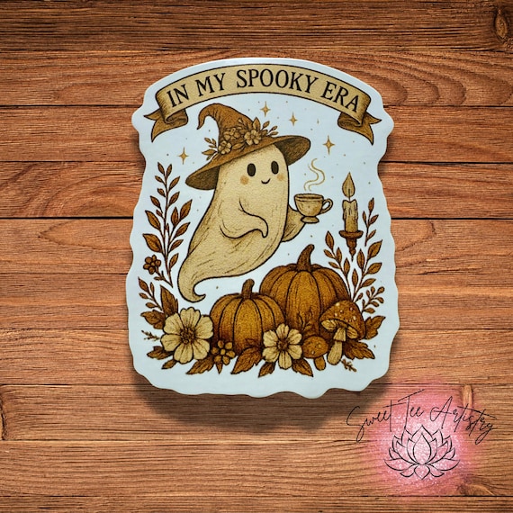 In My Spooky Era Ghost Sticker – Cottagecore Halloween Vinyl Sticker for Water Bottles, Laptops, Journals, Tumblers - Cozy Fall Witchy Vibes