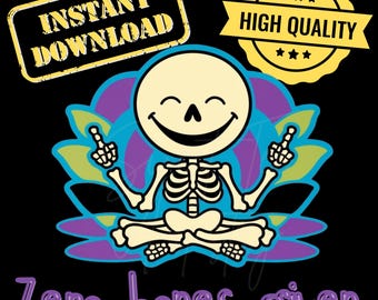 Funny Yoga Skeleton PNG: Meditative Design (Digital Download)