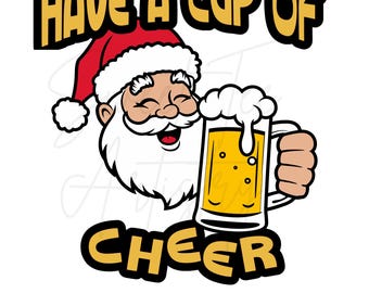 Santa Beer Mug PNG: Funny Christmas Design (Digital Download)
