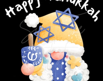Happy Hanukkah Gnome PNG: Dreidel Design (Digital Download)
