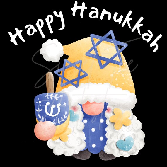 Happy Hanukkah Gnome PNG Digital Download | Hanukkah Gnome with Dreidel Design for Personal Use