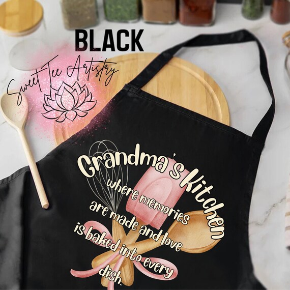 Personalized Grandma's Kitchen Apron & Chef's Hat Set - Customizable Gift for Nana, Nanny, Granny, Gigi, Mimi, Nonna