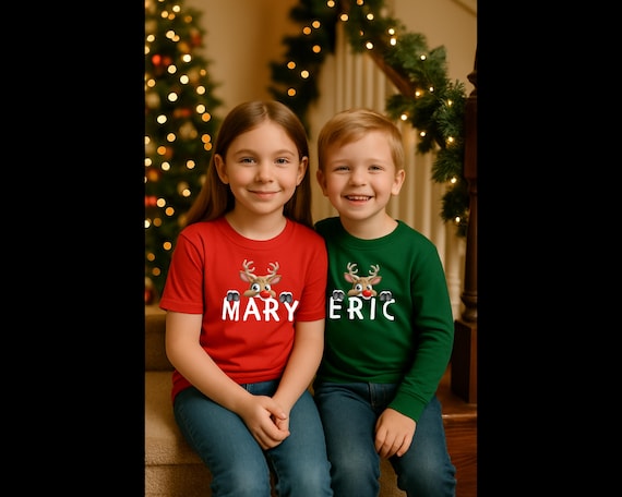 Personalized Reindeer Christmas Shirt: Custom Name Holiday Tee