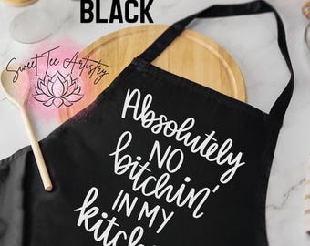 Funny Cooking Apron & Chef's Hat - No Bitchin' In My Kitchen - Perfect Gift Set for Mom, Dad, Wife, or Husband