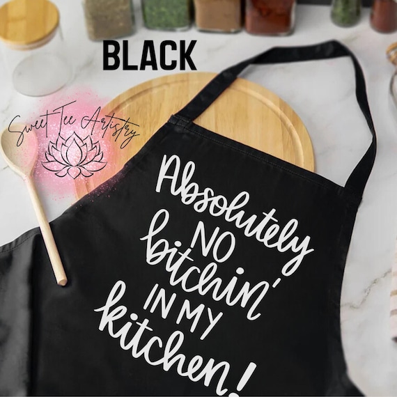 Funny Cooking Apron & Chef's Hat - No Bitchin' In My Kitchen - Perfect Gift Set for Mom, Dad, Wife, or Husband