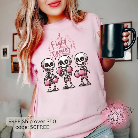 I Fight Cancer Halloween Pink Ribbon Breast Cancer Awareness Shirt - Breast Cancer Warrior Cozy Sweatshirt - Breast Cancer Survivor T-Shirt