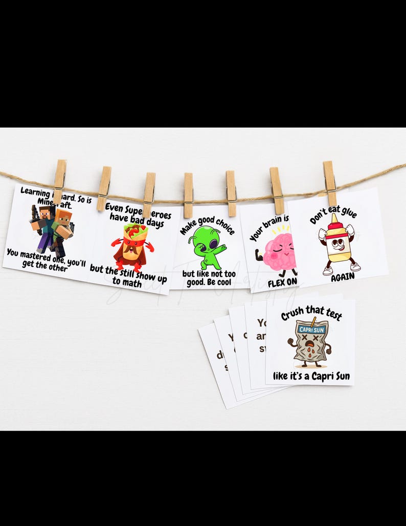 Funny Lunchbox Notes for Kids – Printable 2.5" Cards With Encouraging ...