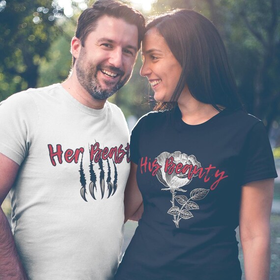 His Beauty Her Beast Matching Couple Shirts, Romantic Partners Apparel, Valentine Gift, Anniversary Present, Wedding Gift, Husband Wife Tees