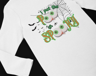 Funny Halloween Onesie & Toddler PNG - I Put the Poo in Spooky- Baby Halloween PNG - Baby's First Halloween