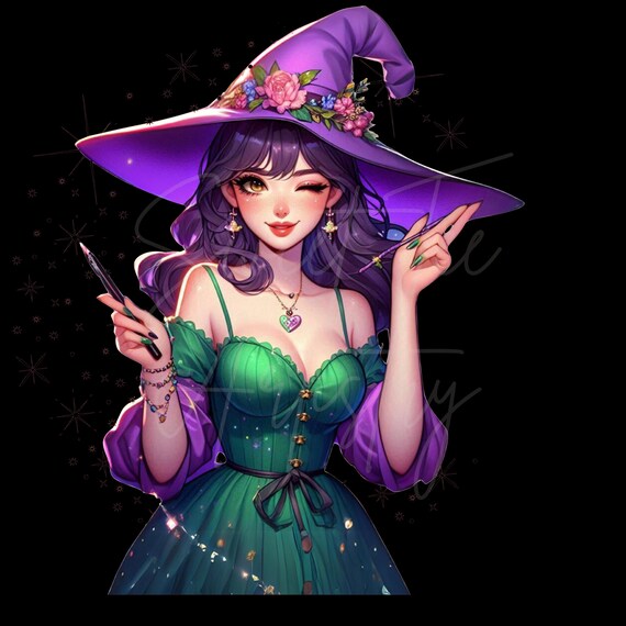 Halloween Wicked Cute Witch Png, Celestial Witchy Clipart, Modern Mythical Art, Whimsical Decor, Bad Witches Shirt, Halloween Sweatshirt