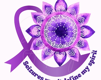 Epilepsy Awareness PNG: Purple Flower Ribbon Design (Digital Download)