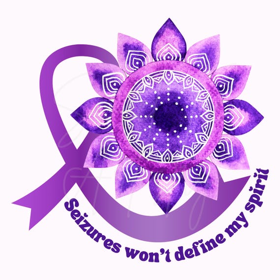 Epilepsy Awareness Digital Download - "Seizures Won't Define My Spirit" PNG | Boho Spiritual Purple Flower and Ribbon Design
