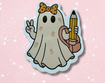 Floral Ghost Back to School Sticker: Cottagecore Planner Decal