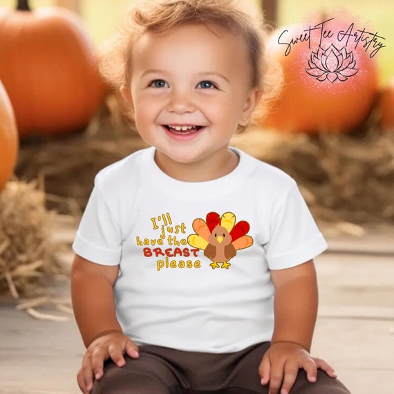 Baby's First Thanksgiving PNG Digital Download - "I'll Just Have the Breast Please" - Adorable Fall Turkey Design - Cute Fall Turkey Art